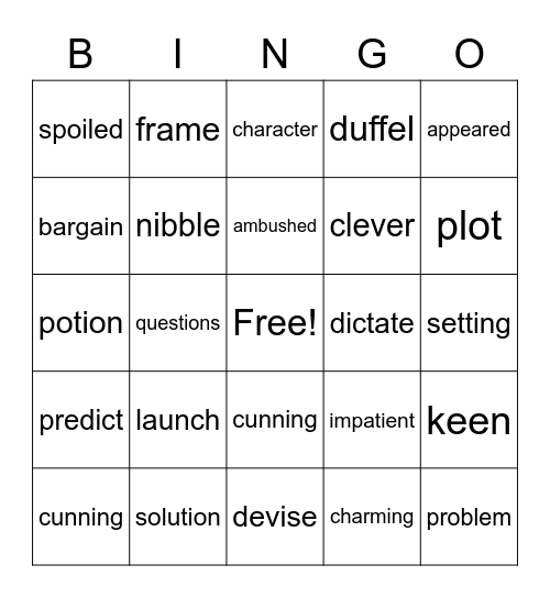 Vocabulary Bingo Card