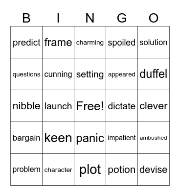 Vocabulary Bingo Card