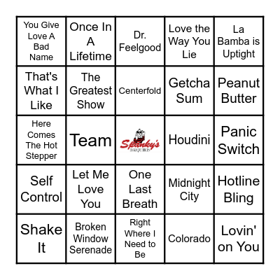 Spanky's Music Bingo Sherwood  10/5/22 Bingo Card