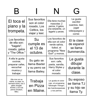 Los estudiantes fabulosos de G1 Bingo Card