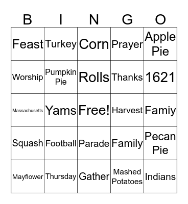 Thanksgiving Bingo Card