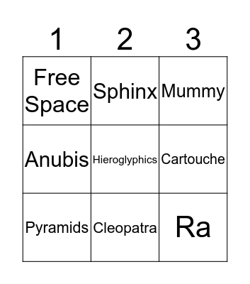 Ancient Egypt Bingo Card