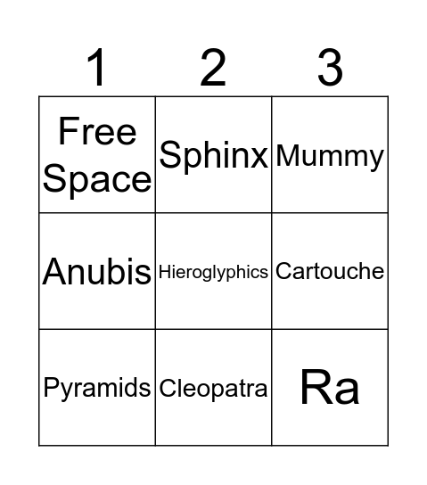 Ancient Egypt Bingo Card