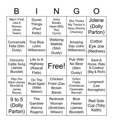 Music From Our Patch Bingo Card