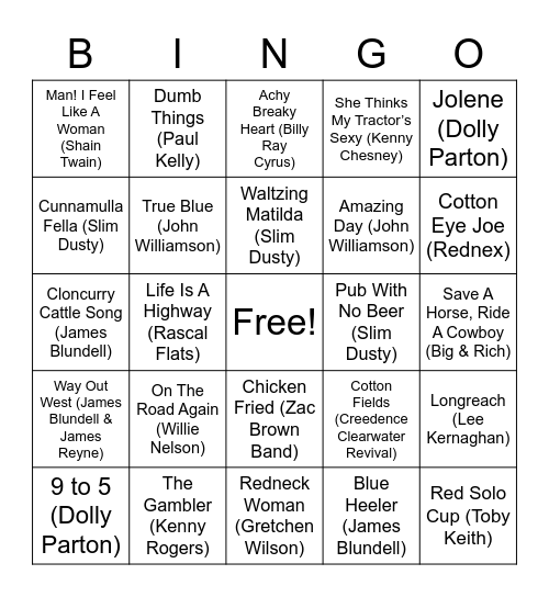 Music From Our Patch Bingo Card