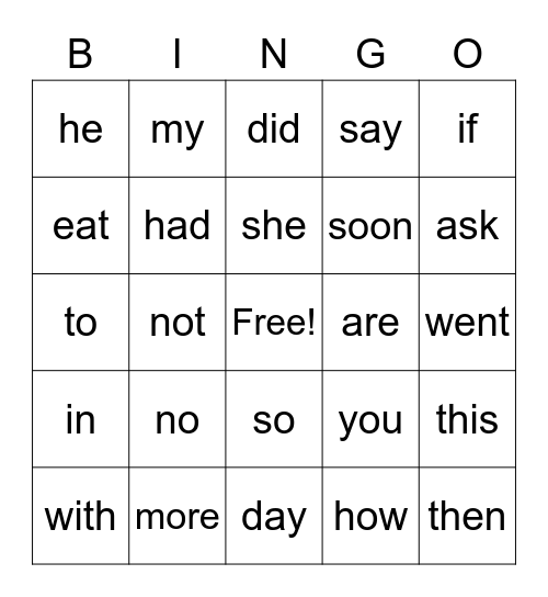 sight-word-bingo-card