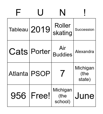 Farewell, Alex! Bingo Card