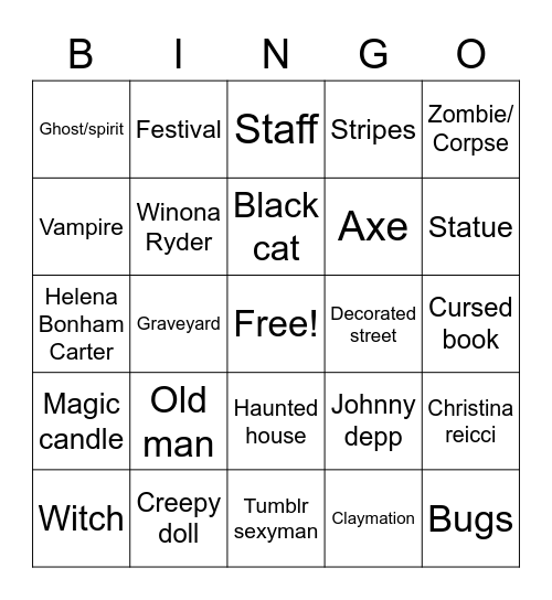 Halloween Bingo Card