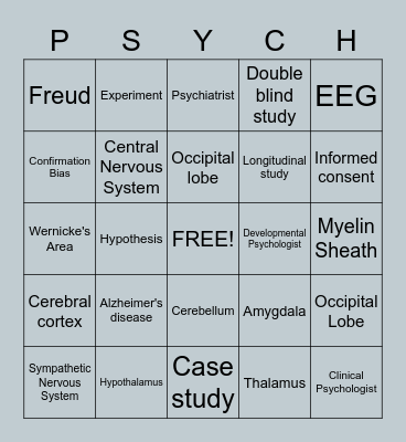 Psych Bingo Card