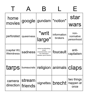 Friends at the (Bingo) Table Bingo Card