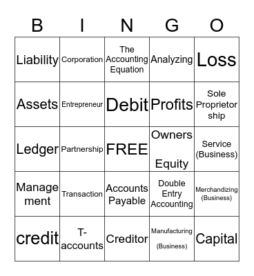 Accounting Bingo Card