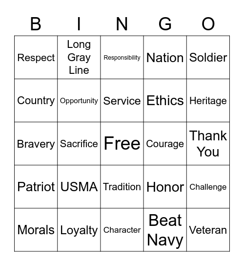 Dinninger BINGO Card