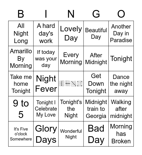 Night, Day & Morning Bingo Card