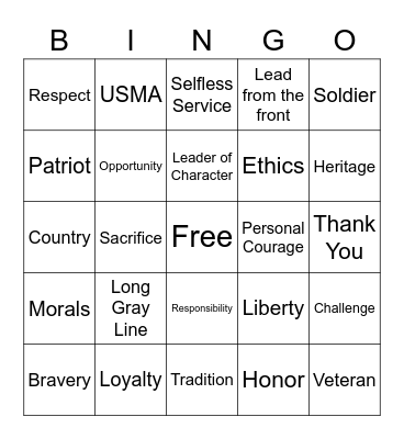 Thayer Dinner BINGO Card