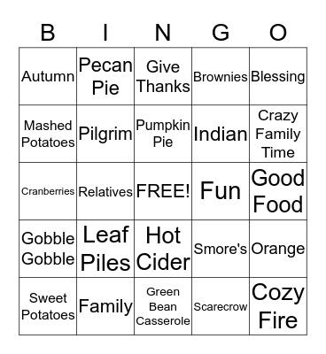 Fall Blessings Gathering Bingo Card