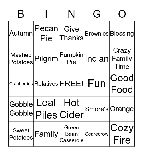 Fall Blessings Gathering Bingo Card