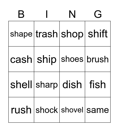 sh Bingo Card