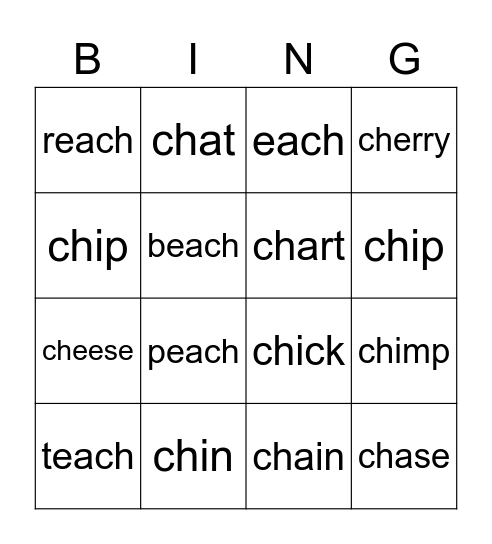 ch Bingo Card