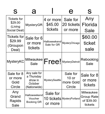 Public Sales Bingo II Bingo Card