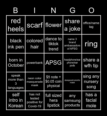 APSG BINGO Card