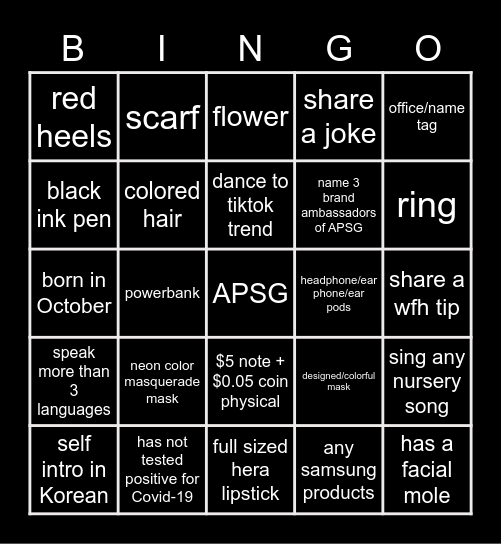 APSG BINGO Card