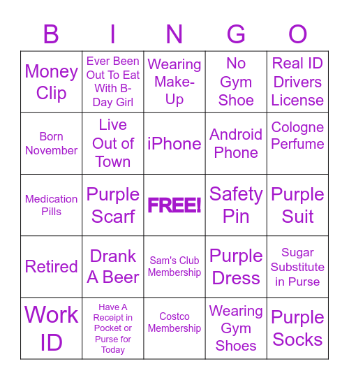 Juanita's 70th Birthday  Bingo Card