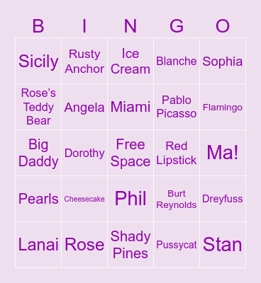 Golden Girls Bingo Card