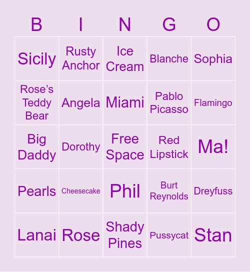 Golden Girls Bingo Card