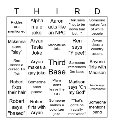 Race to Third Base Bingo Card