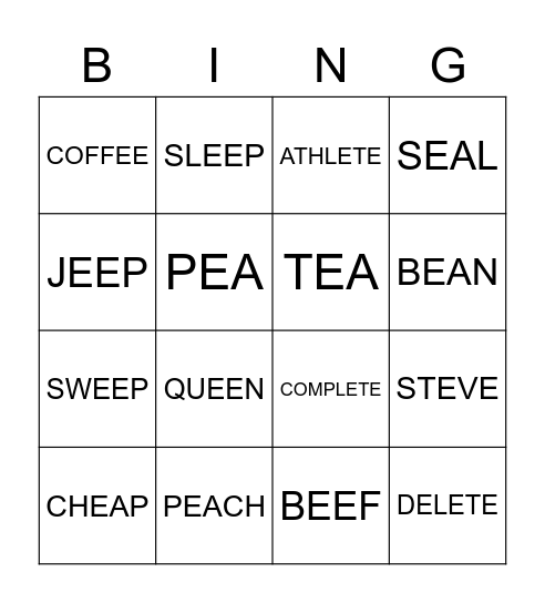 bingo Card