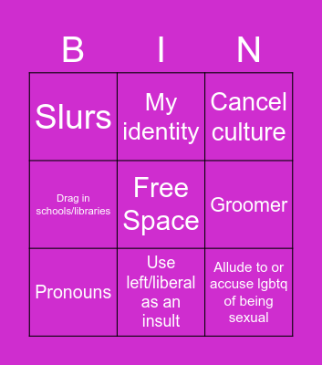 Possible dipshit talking points Bingo Card