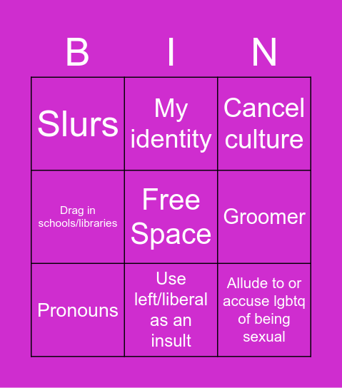 Possible dipshit talking points Bingo Card