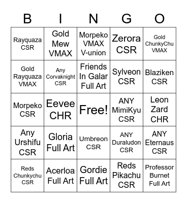 Vmax Climax Bingo Card