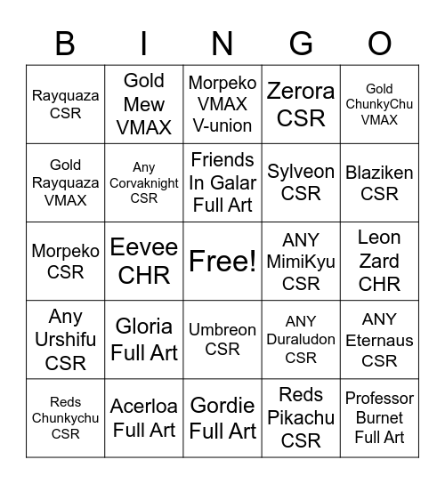 Vmax Climax Bingo Card