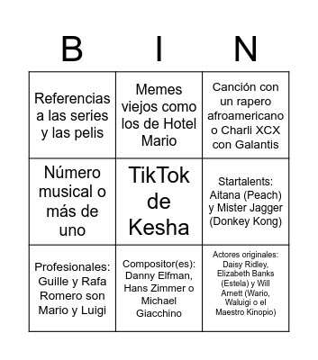 Tráiler de la peli de Mario Bingo Card