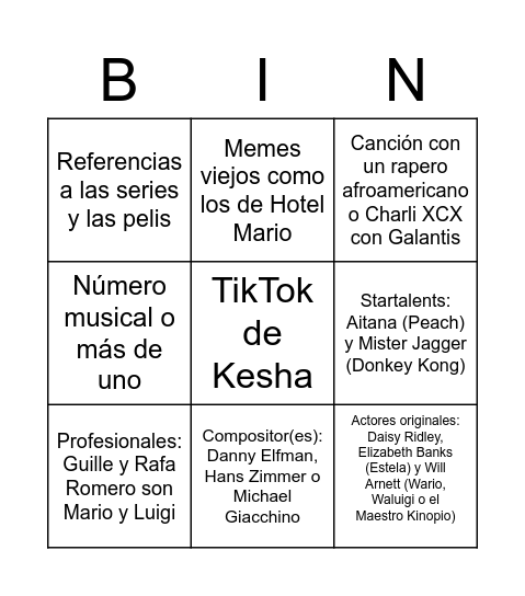 Tráiler de la peli de Mario Bingo Card