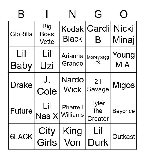 TRAP Bingo Card