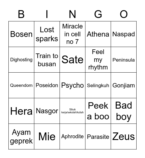 Bismillah menang Bingo Card