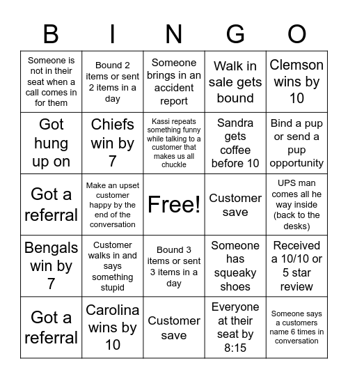 Office Bingo Card