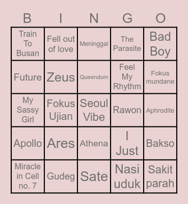 Cartier’s 🌸 Bingo Card