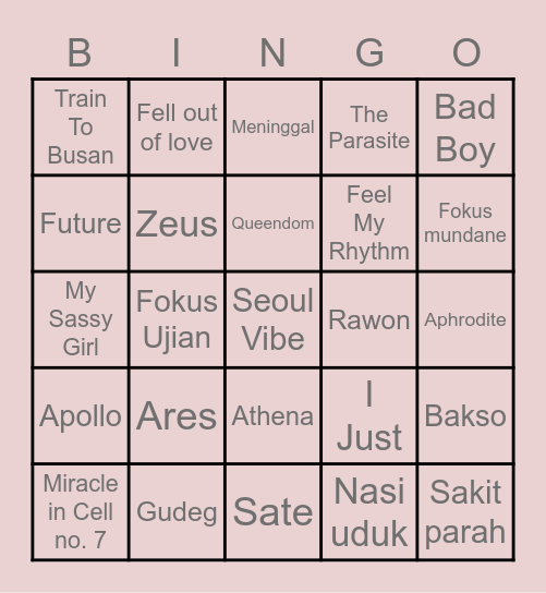 Cartier’s 🌸 Bingo Card