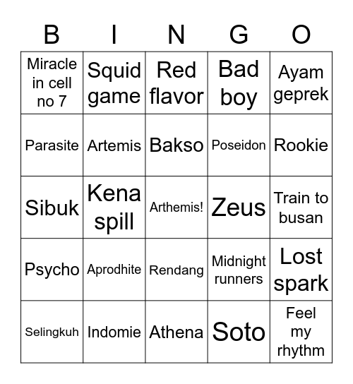Seulggomi's Bingo Card