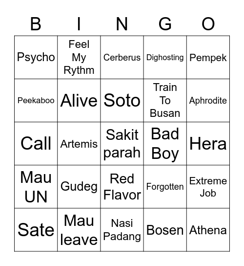 Ddiddi’s Bingo Card