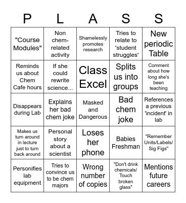 Plass Bingo Card