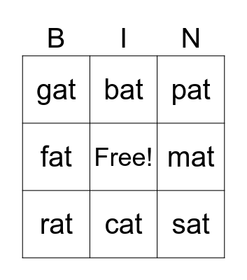 -at family Bingo Card