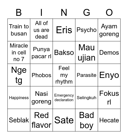 28why Bingo Card
