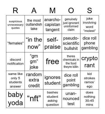 dr. ramos bingo Card