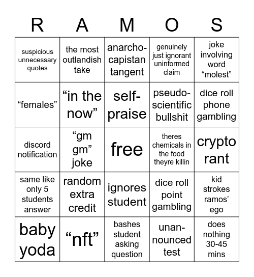 dr. ramos bingo Card