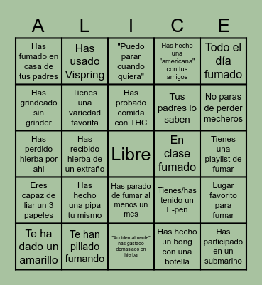 Stoner Revolution Party Bingo Card