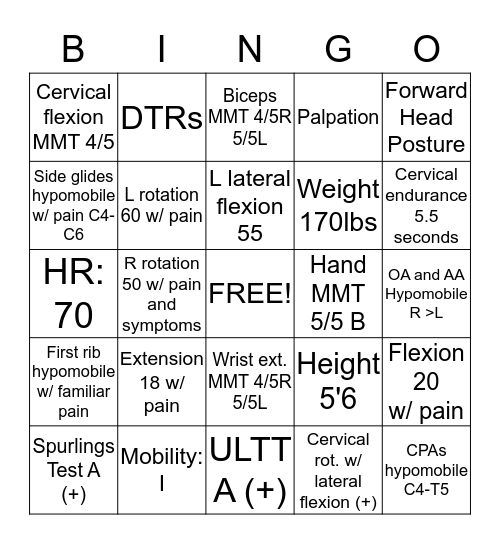 Examination BINGO  Bingo Card